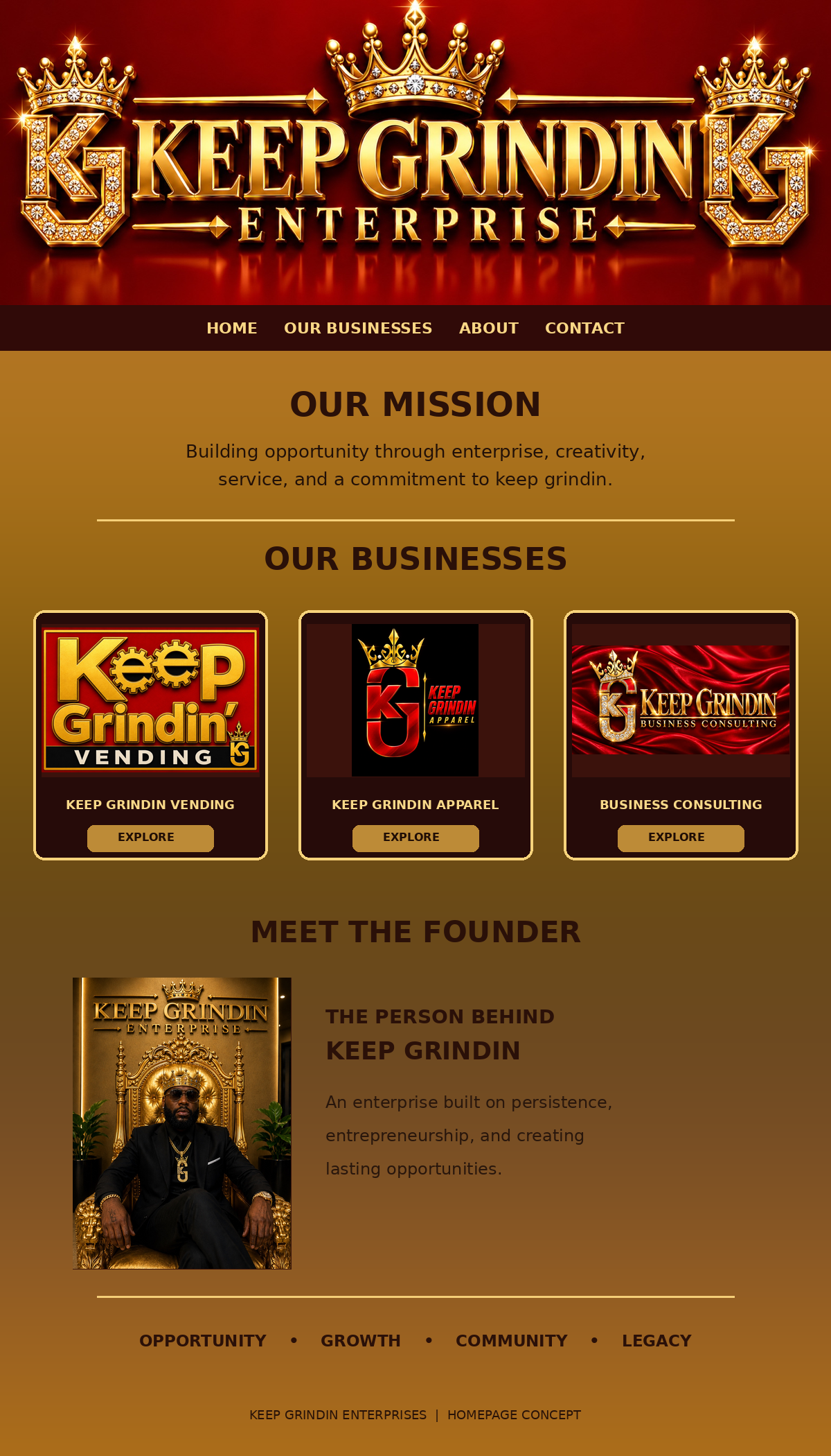 Earlier approved visual direction for the enterprise homepage